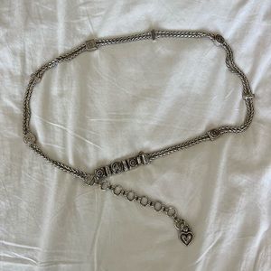 Brighton Silver Chain Belt with Heart Charm Adjustable Size L